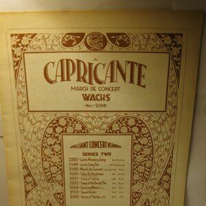 Antique Sheet Music: 1923 Capricante March De Concert - Wachs